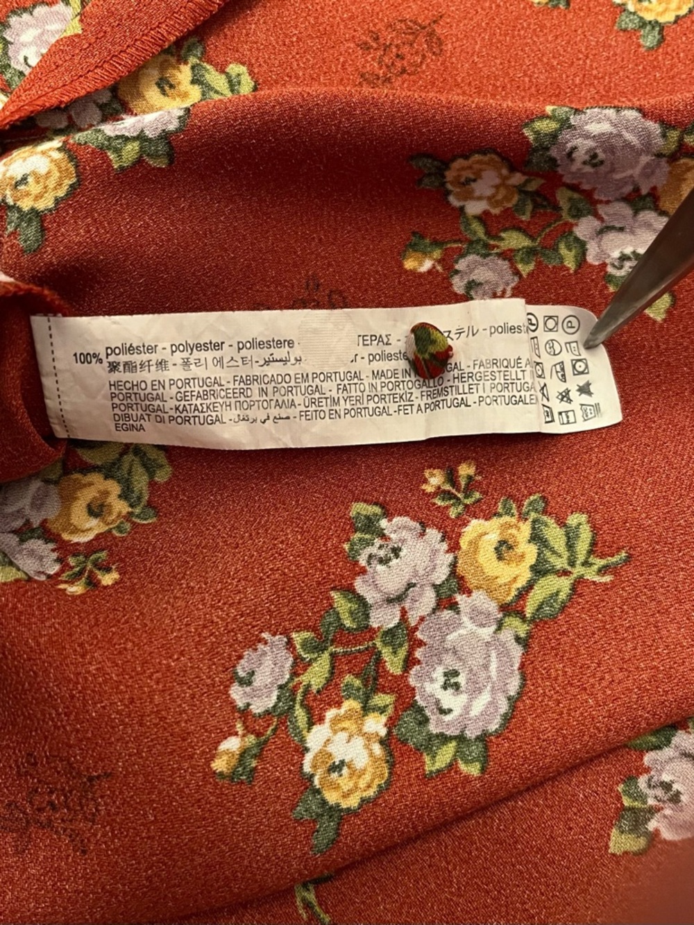 Zara Floral Midi Skirt Button Front Slit A-Line Size XL - Picture 10 of 12